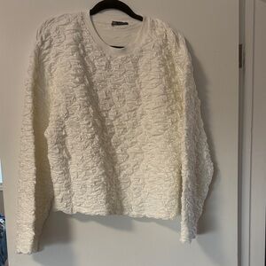 Textured White Sweatshirt